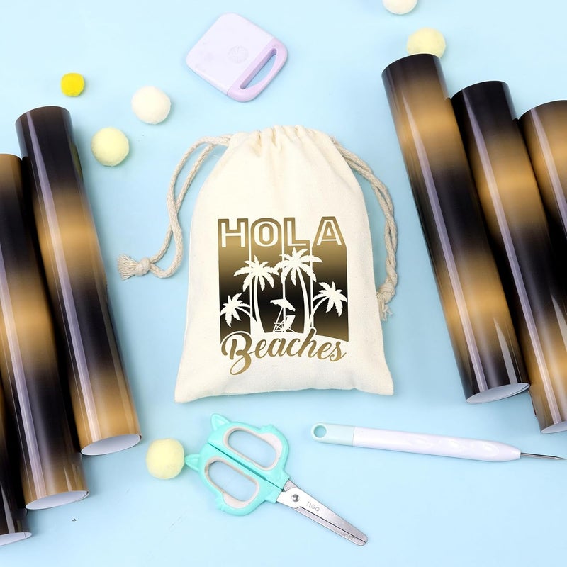 Tintnut Gradient HTV - 6 Sheets 12 x 10 Inches Yellow Black Ombre HTV Heat Transfer Vinyl for T-Shirts, DIY Rainbow Patterned Vinyl Compatible with Silhouette Cameo/Cricut - Image 4